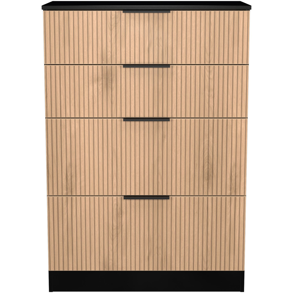 Crowndale Java 4 Drawer Slatt Effect and Black Deep Chest of Drawer Image 2
