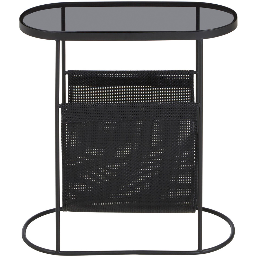 Premier Housewares Black Glass Tabletop Side Table with Magazine Holder Image 3