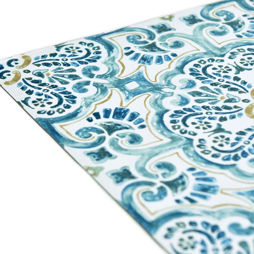 Floorpops Fontaine Blue Tan and White Peel and Stick Floor Tile 30.48 x 30.48cm 10 Pack Image 4