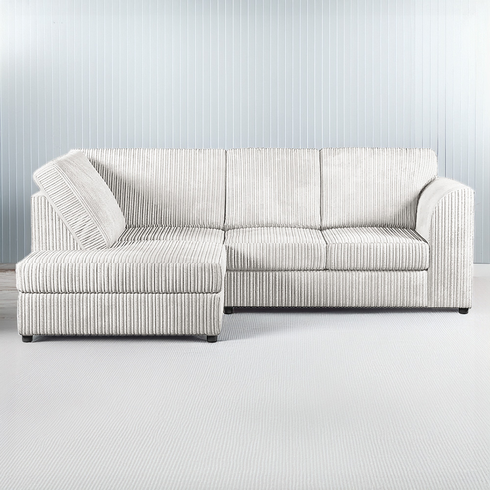 Luxor 4 Seater Silver Jumbo Cord Full Back Left Hand L Shape Corner Sofa Image 1