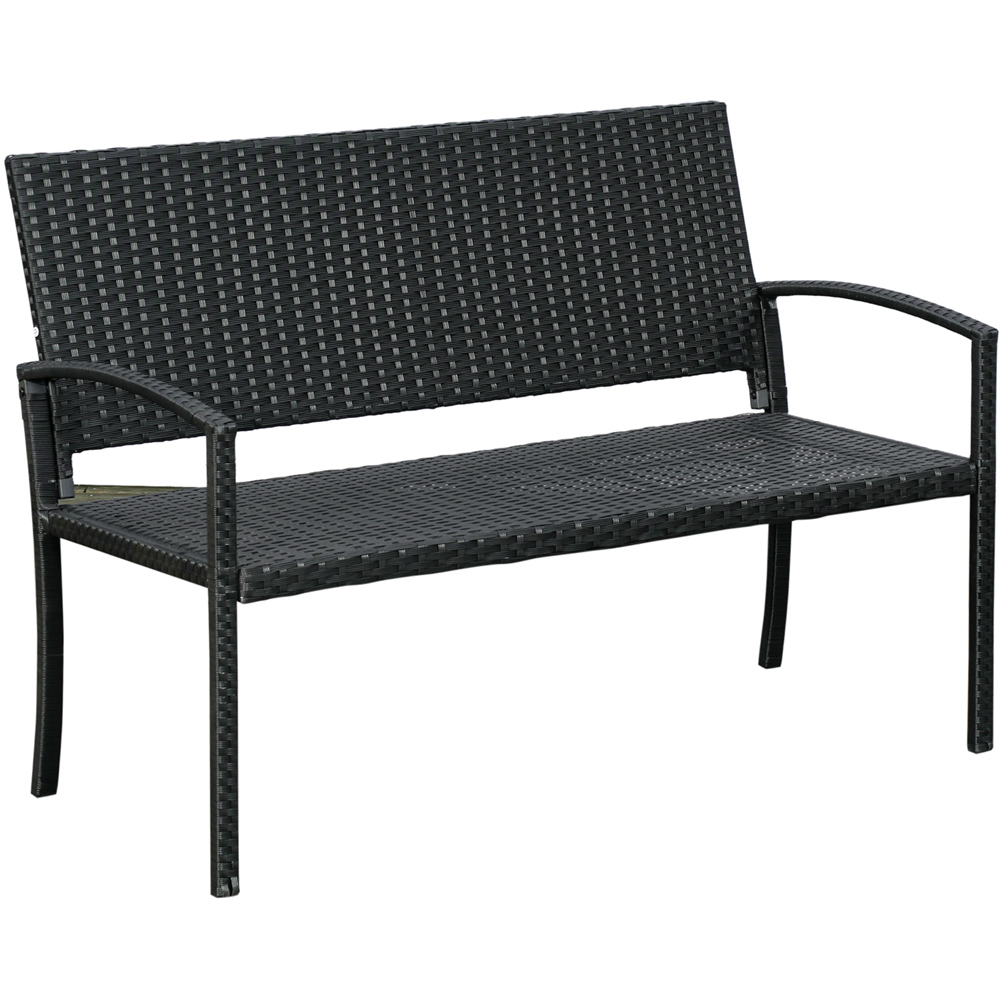 Outsunny 2 Seater Black Rattan Bench Image 2