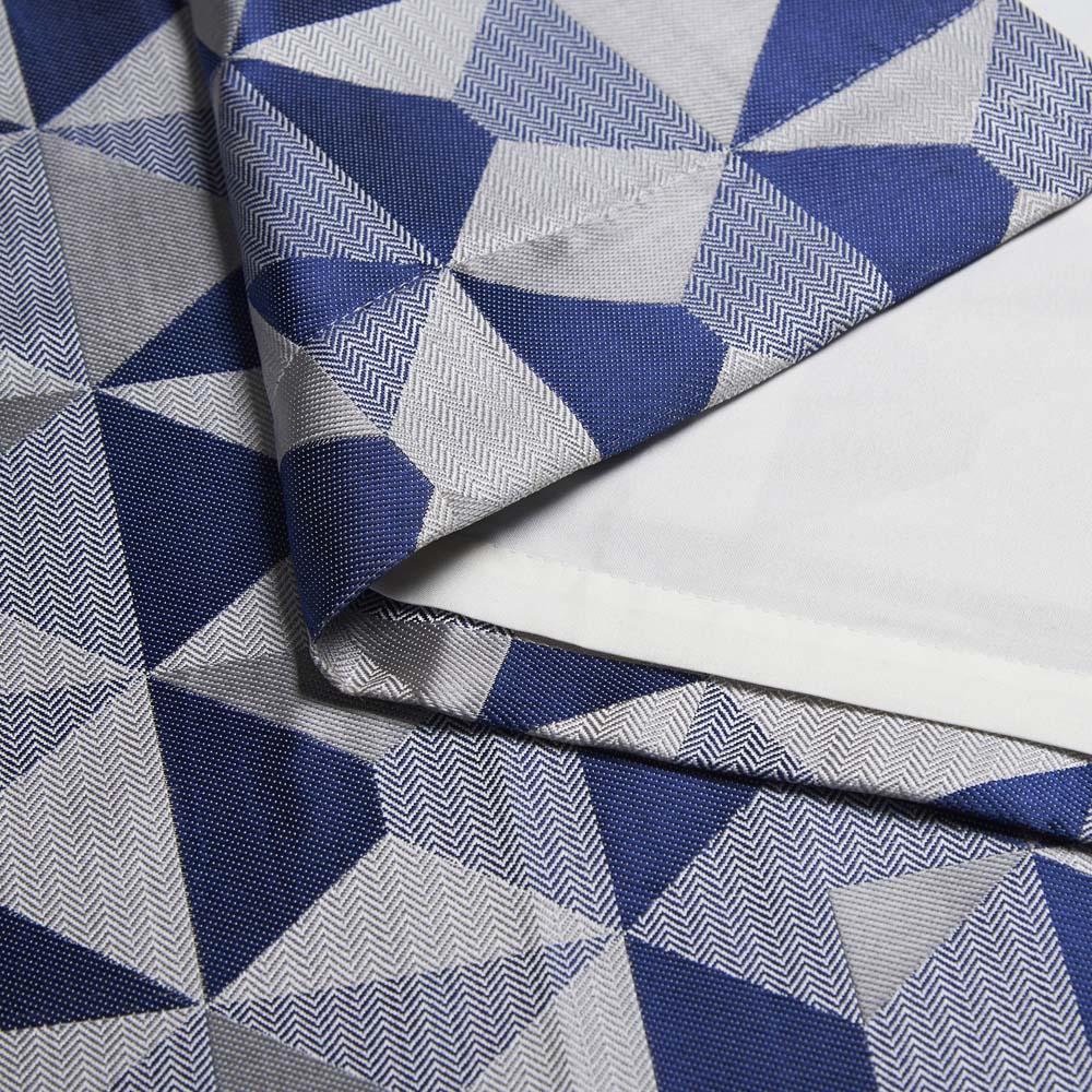 Alan Symonds Scandi Blue Grey Silver Jacquard Lined Ring Top Eyelet Curtains 117 x 137cm Image 3