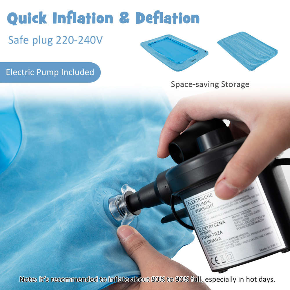 Costway Blue Inflatable Toddler Travel Bed with Electric Pump Image 6