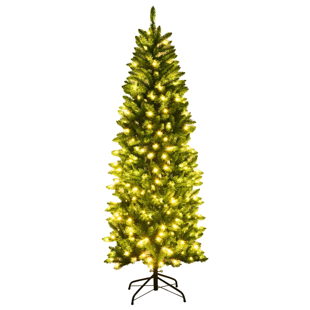 Costway Pre Lit Warm White LED Artificial Pencil Christmas Tree 6ft Image 1