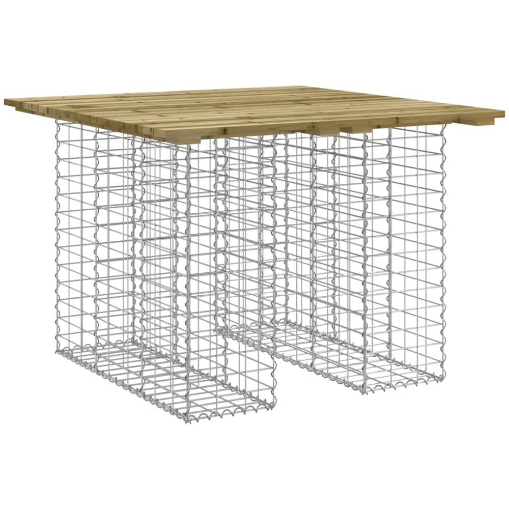vidaXL Dark Brown Solid Impregnated Pine Wood Gabion Design Garden Table 102 x 100 x 72cm Image 1