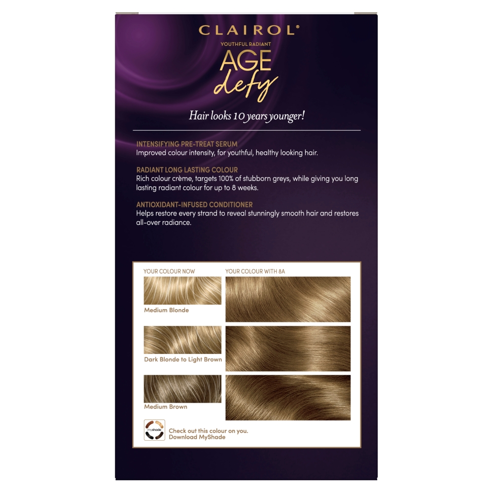 Clairol Nice'n Easy Age Defy Medium Ash Blonde 8A Permanent Hair Dye Image 3