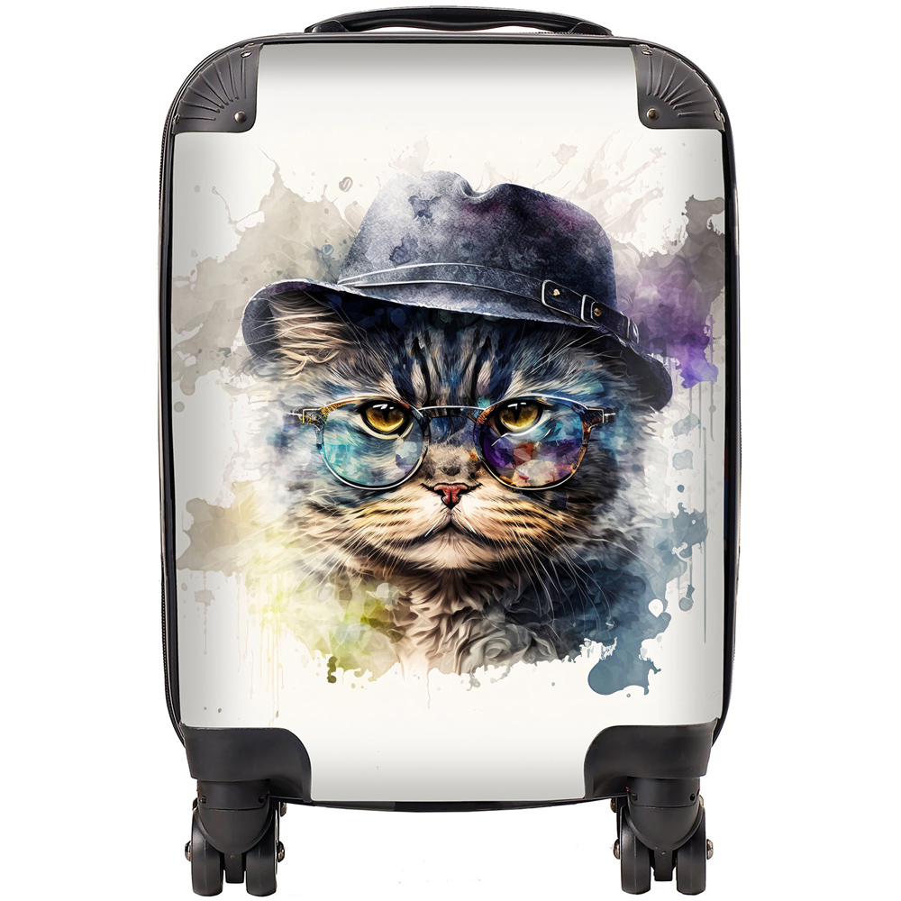 Warren Reed Designer Small Selkirk Rex Cat Splashart Suitcase Image 1