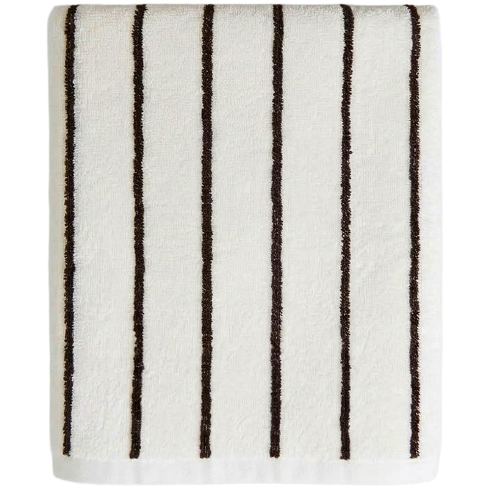 Allure Bath Fashions Cream and Black Strand Striped Large Bath Sheet 100 x 150cm Image 1
