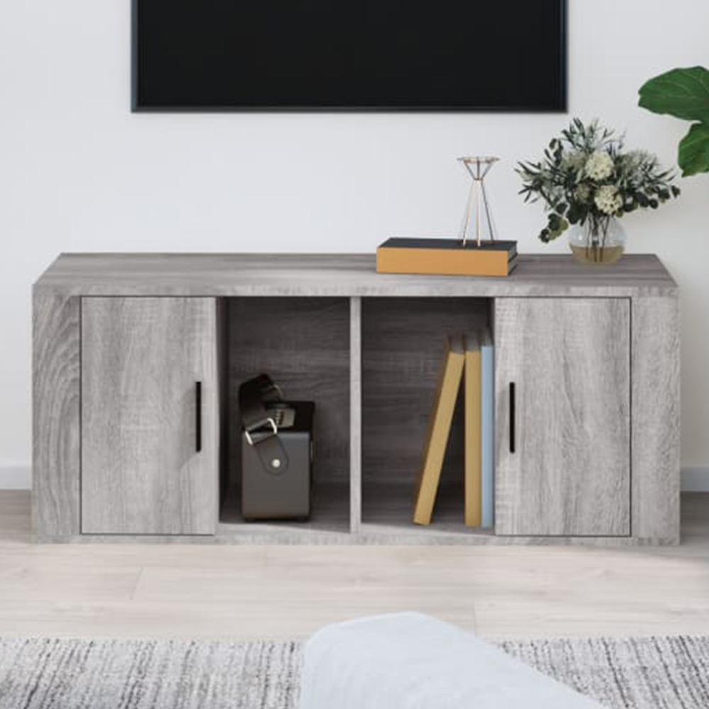 vidaXL 2 Door 2 Shelf Grey Sonoma TV Cabinet Image 1