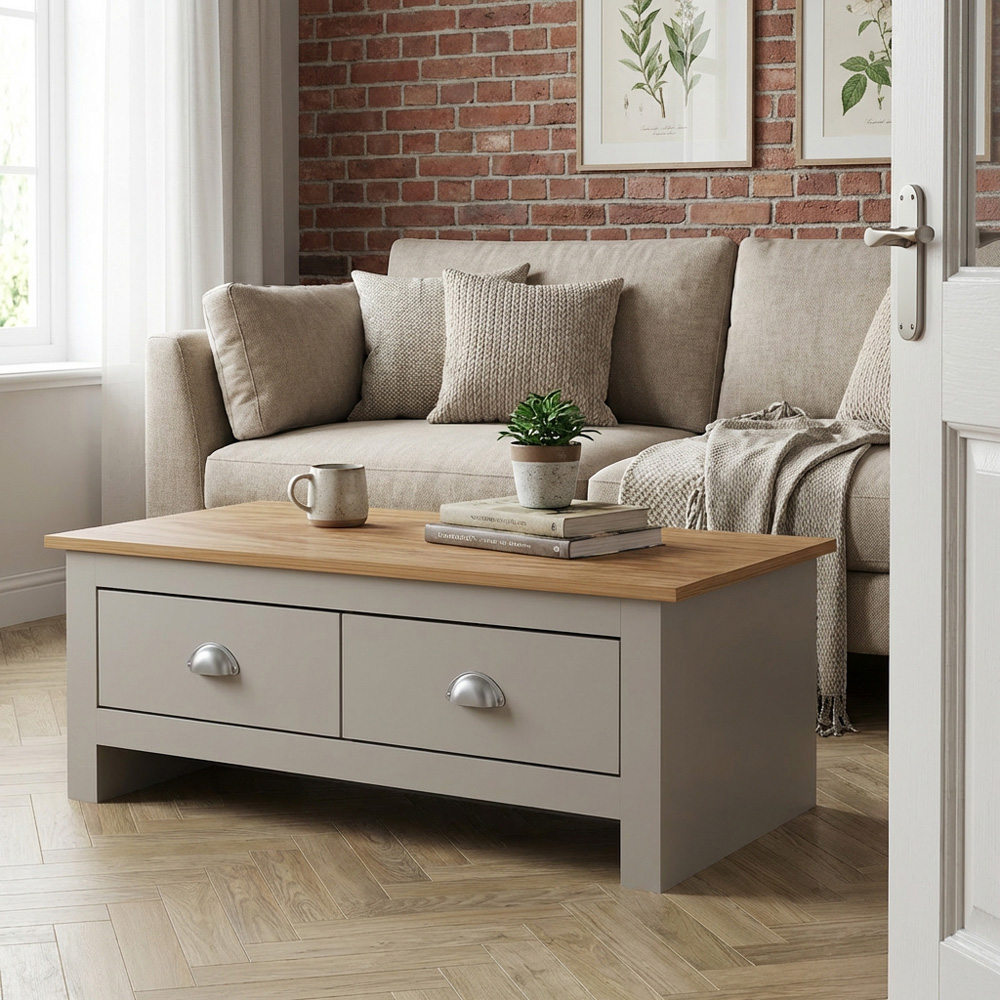 Lexington 2 Drawer Grey Coffee Table Image 5