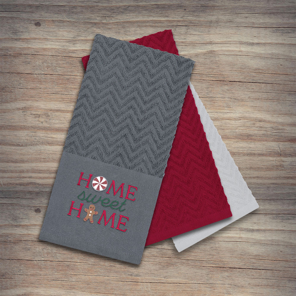 Noel Square Home Sweet Home Grey Tea Towel 3 Pack Image 2