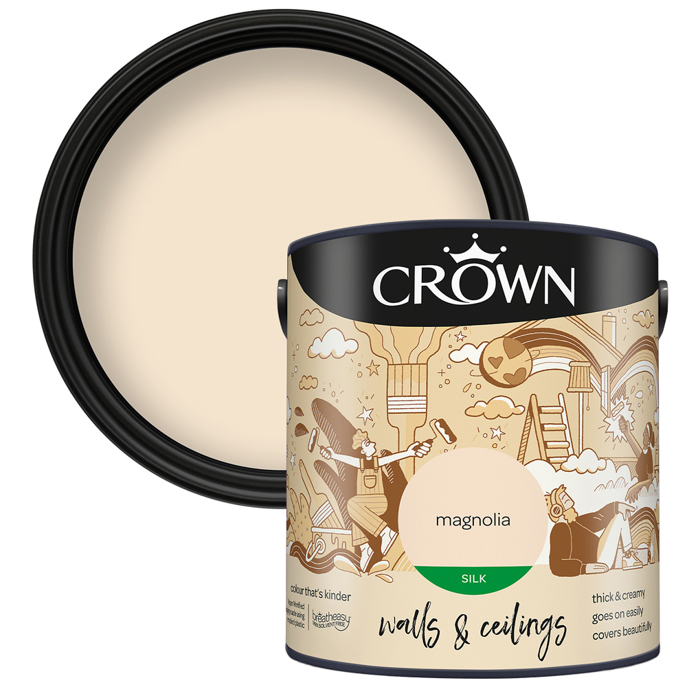Crown Breatheasy Walls & Ceilings Magnolia Silk Emulsion Paint 2.5L Image 1