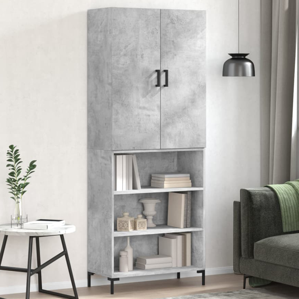 vidaXL 2 Door 3 Shelf Concrete Grey Highboard Image 1