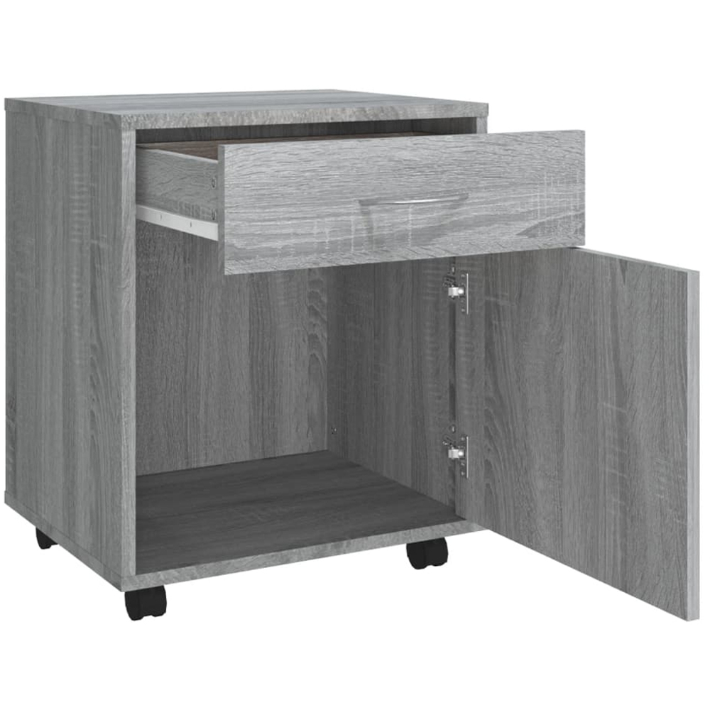 vidaXL Single Drawer Single Door Grey Sonoma Oak Rolling Cabinet Image 5