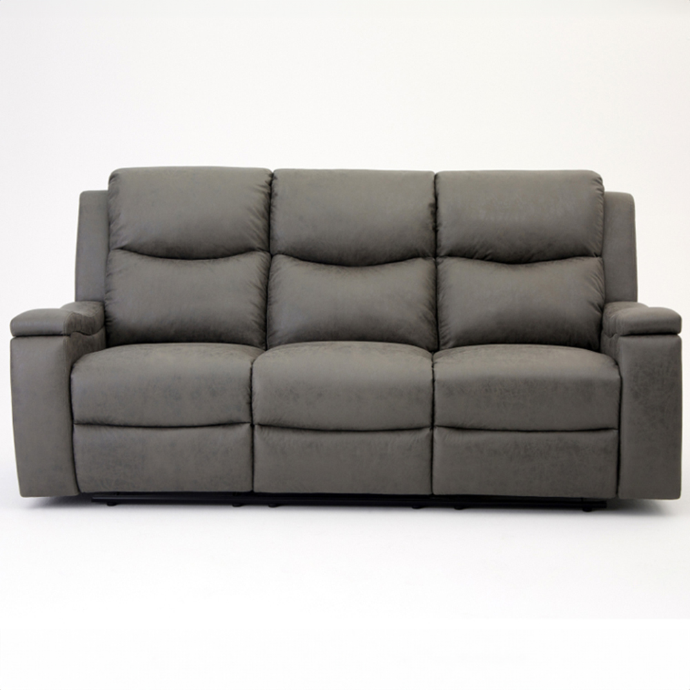 Home Detail Collins 3 Seater Grey Air Leather Manual Recliner Sofa Image 2