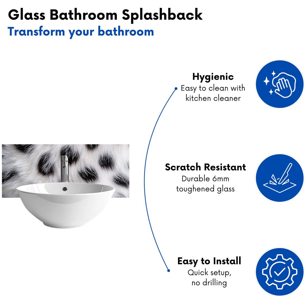 Warren Reed Designer Black and White Fur Effect Bathroom Splashback 25 x 60cm Image 4