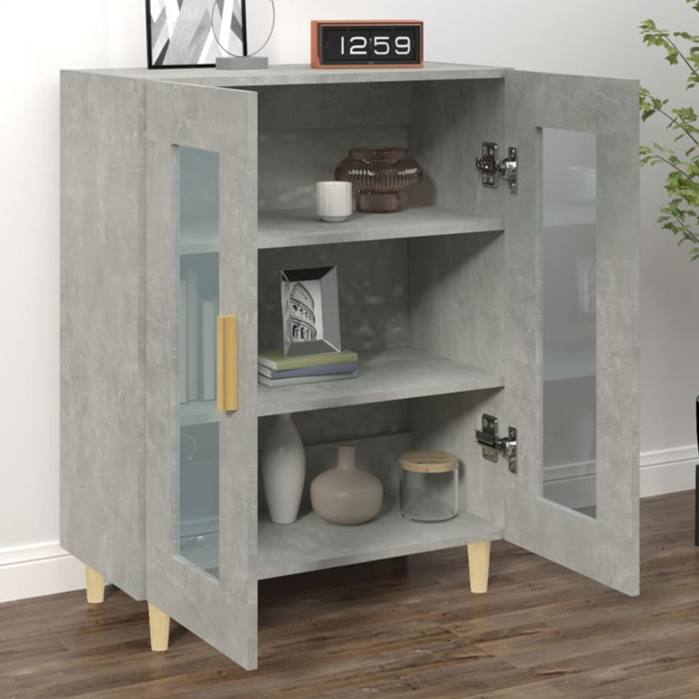 vidaXL 2 Glass Door Concrete Grey Sideboard Image 1