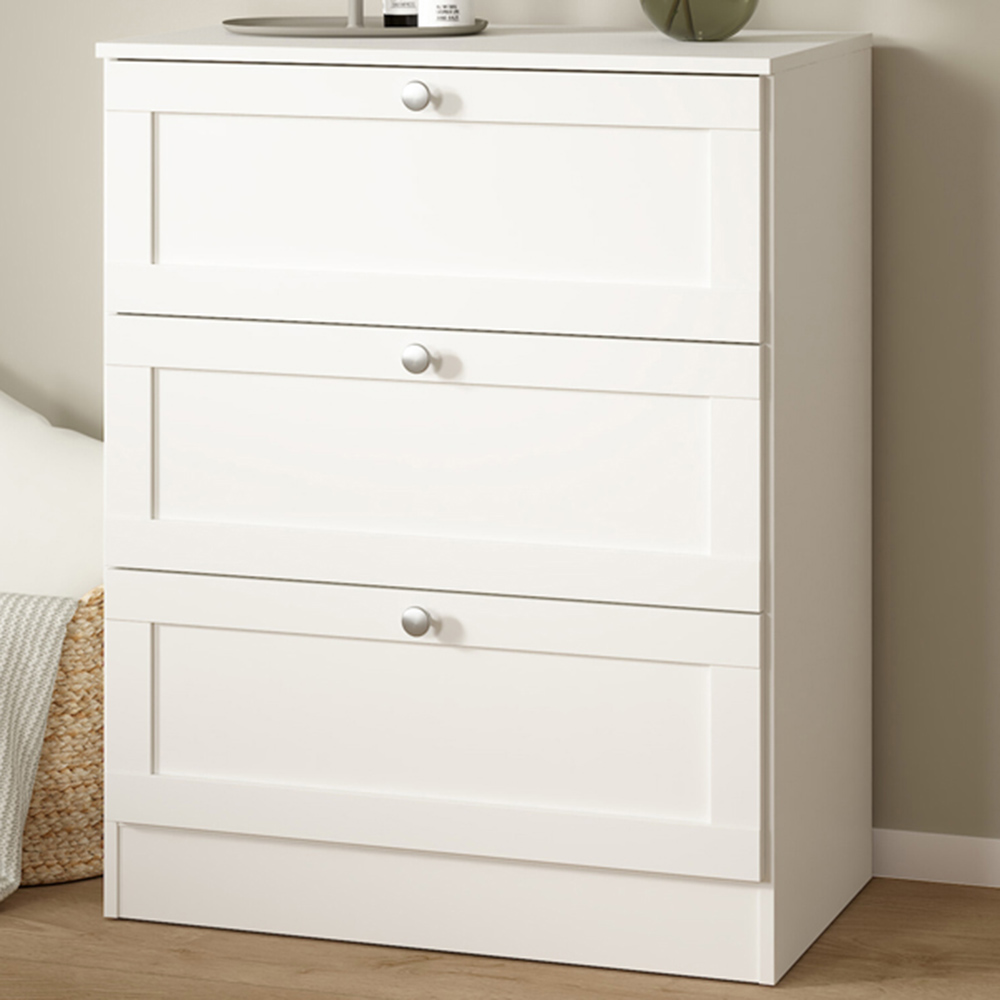 Florence 3 Drawer White Chest of Drawers Image 1