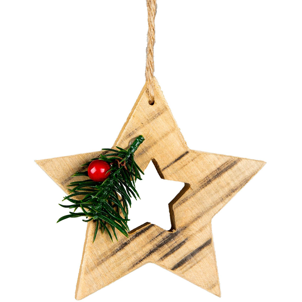 Shatchi Star Wooden Craft Hanging Christmas Decoration Image 1