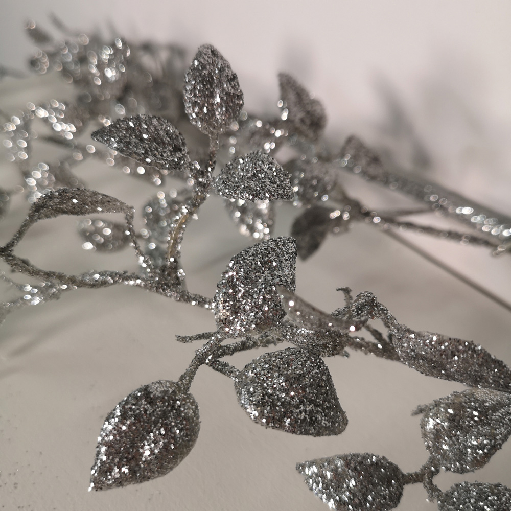 Samuel Alexander Silver Glitter Leaf Christmas Garland 150cm Image 5