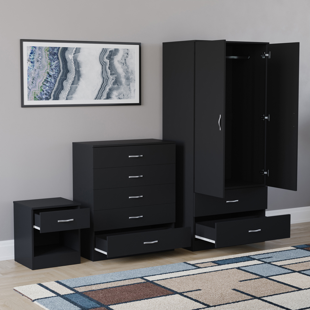 VIDA DESIGNS Riano Black 3 Piece Bedroom Furniture Set Image 4