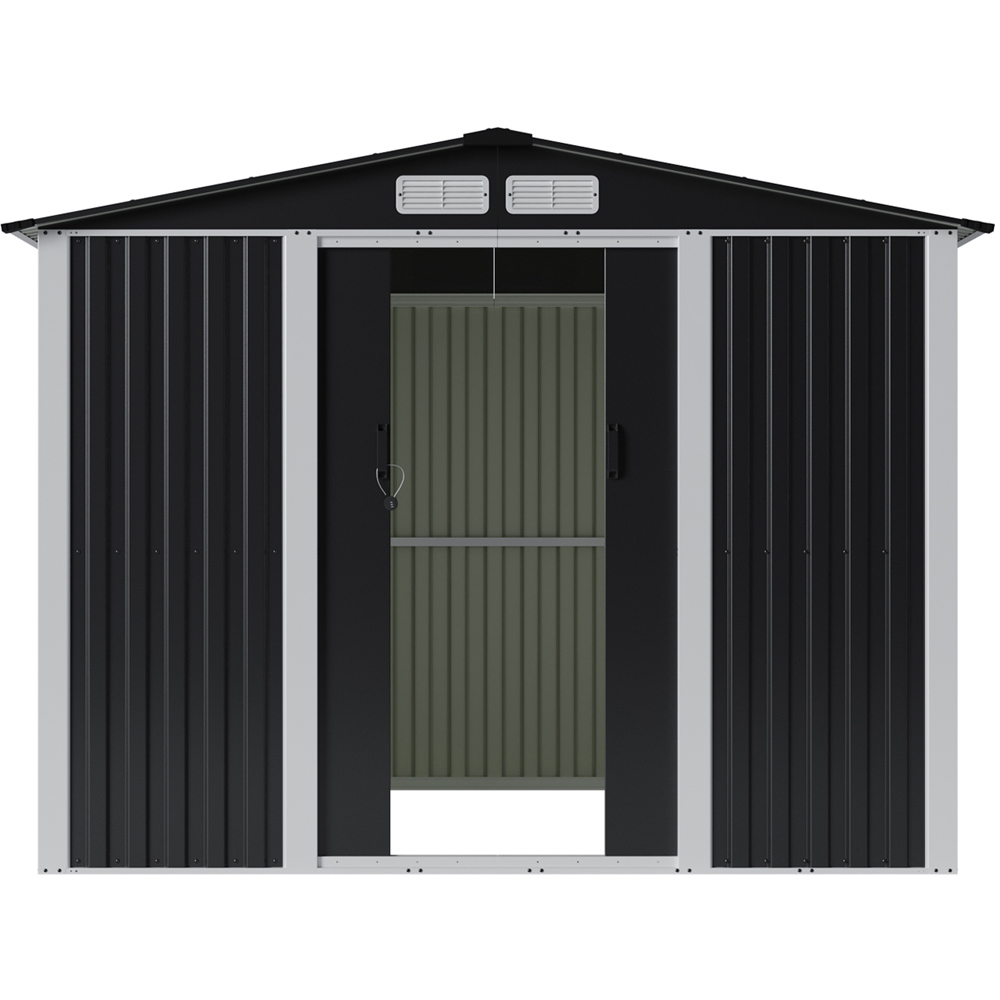 Living and Home 8 x 10ft Black Metal Apex Garden Storage Shed Image 3