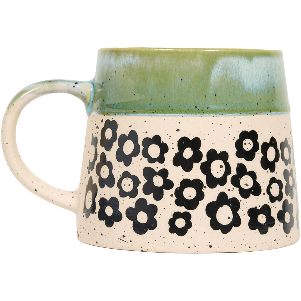 Green Floral Reactive Glaze Mug Image 4