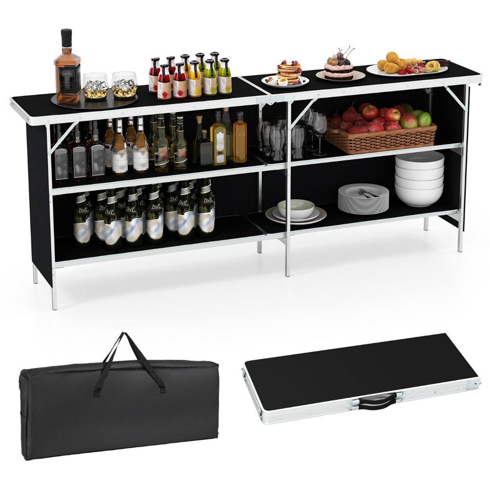 Costway 4 Shelf Black Aluminium Portable Picnic Table Image 2
