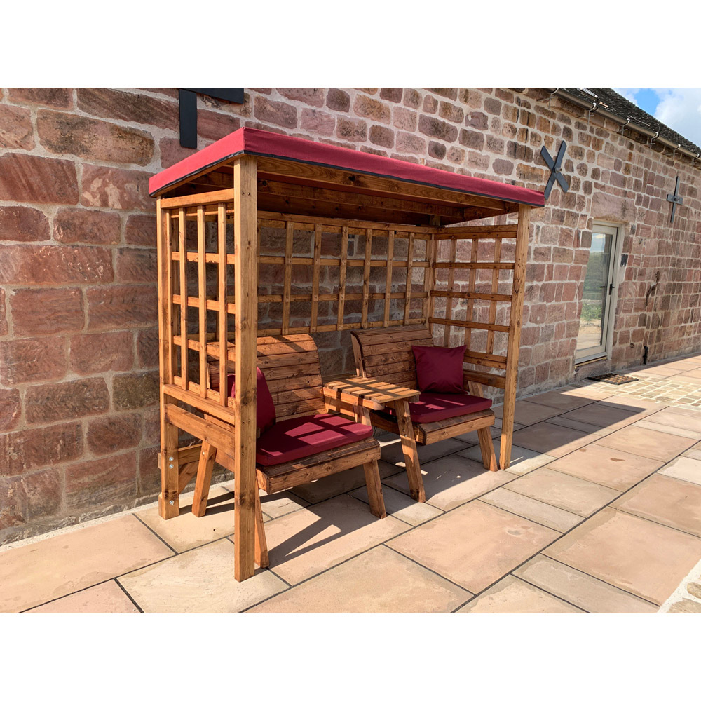 Charles Taylor Henley 2 Seater Arbour with Burgundy Roof Cover Image 6