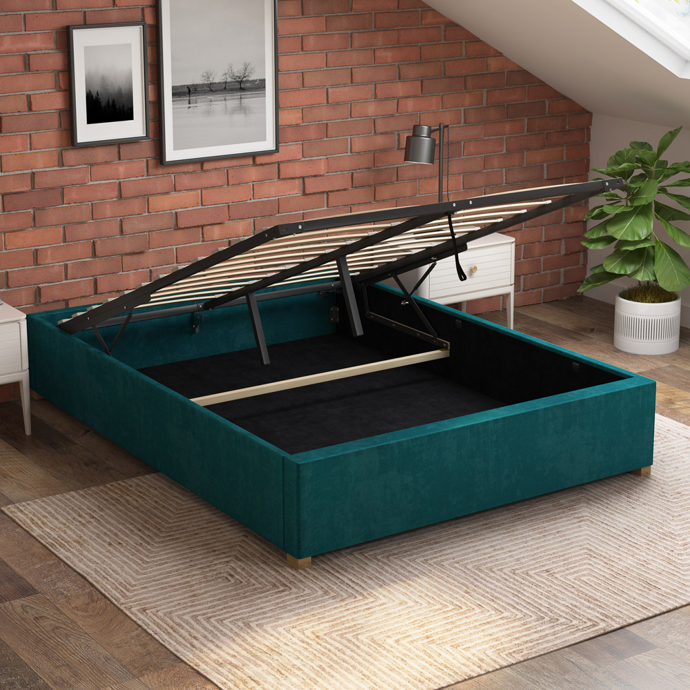 Aspire Furniture Small Double Emerald Plush Platform Ottoman Bed Image 2