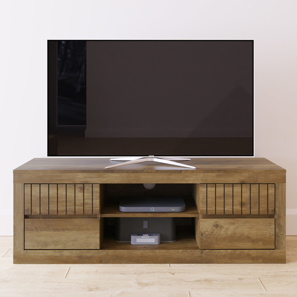 GFW Cartmel 4 Drawer 2 Shelf Knotty Oak TV Unit Image 1