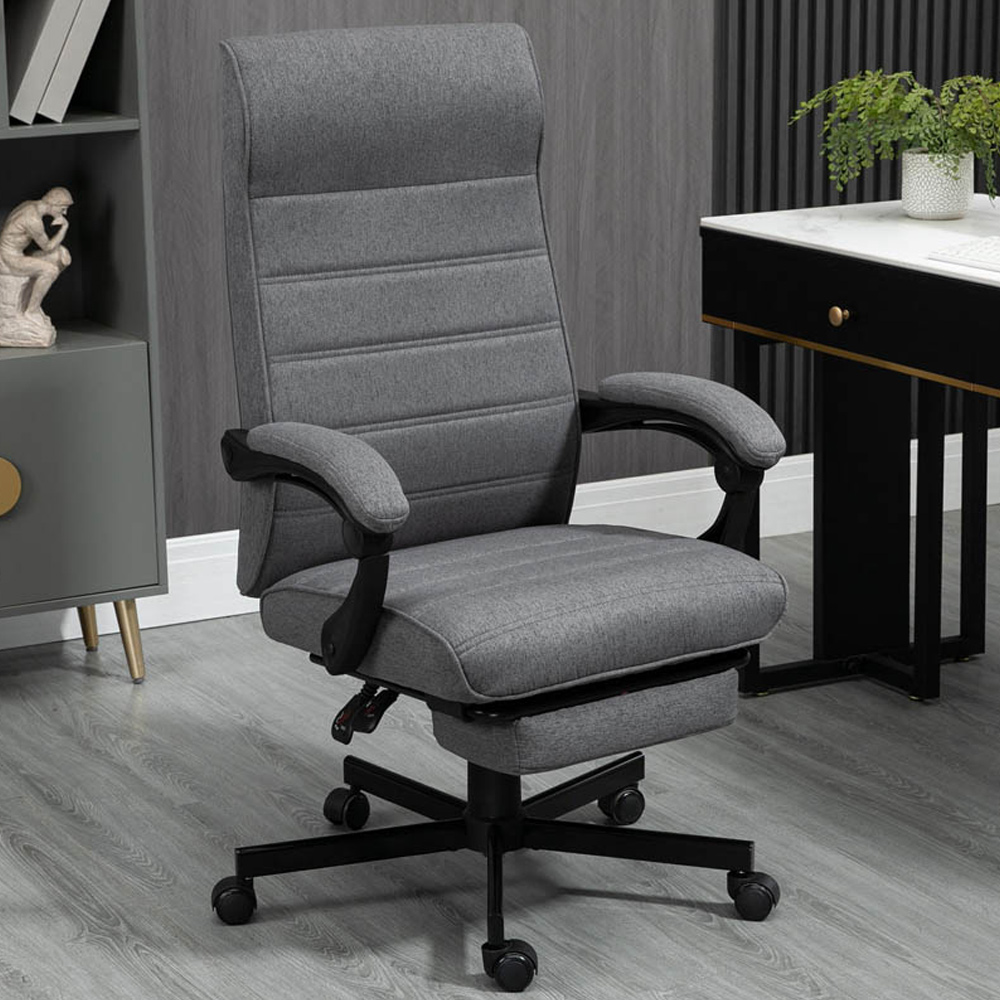 Portland Grey Linen Swivel Office Chair Image 1