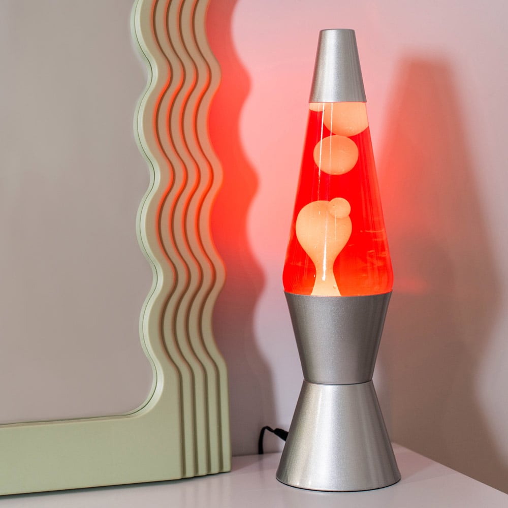 ValueLights Razzo White and Pink with Silver Base Retro Lava LED Table Lamp Image 2