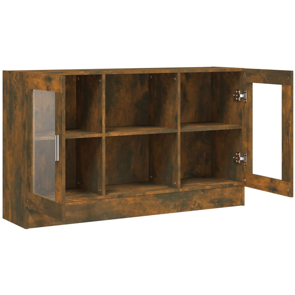 vidaXL Vitrine 2 Glass Door 6 Shelf Smoked Oak Floor Cabinet Image 5