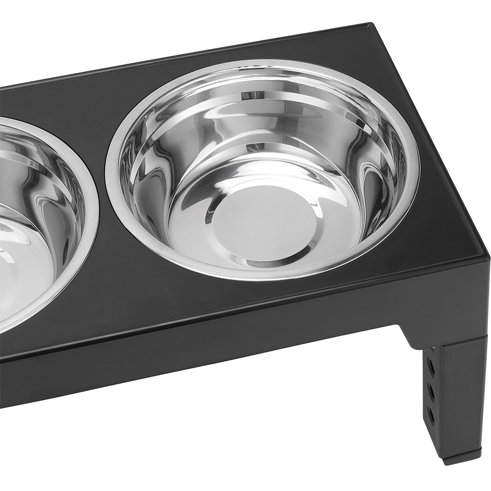 H&O Direct Stainless Steel Height Adjustable Elevated Double Bowl Pet Feeder Image 4