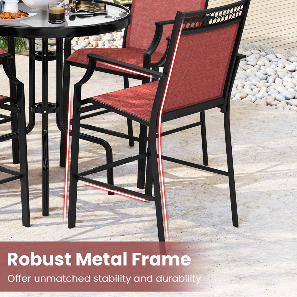 Costway Set of 2 Red Outdoor Patio Chairs with Footrest Image 7