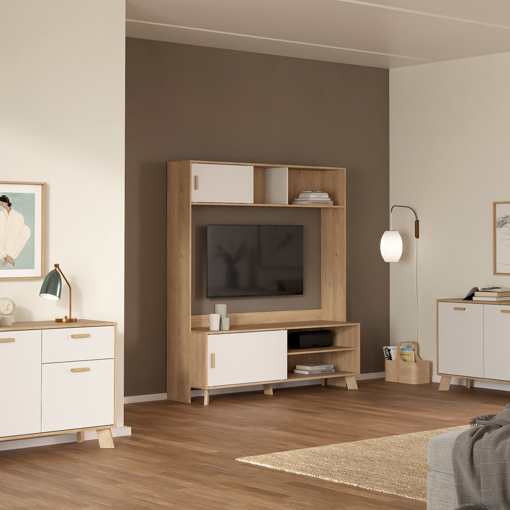 Furniture To Go Ikast 2 Door White and Brown TV Unit Image 6