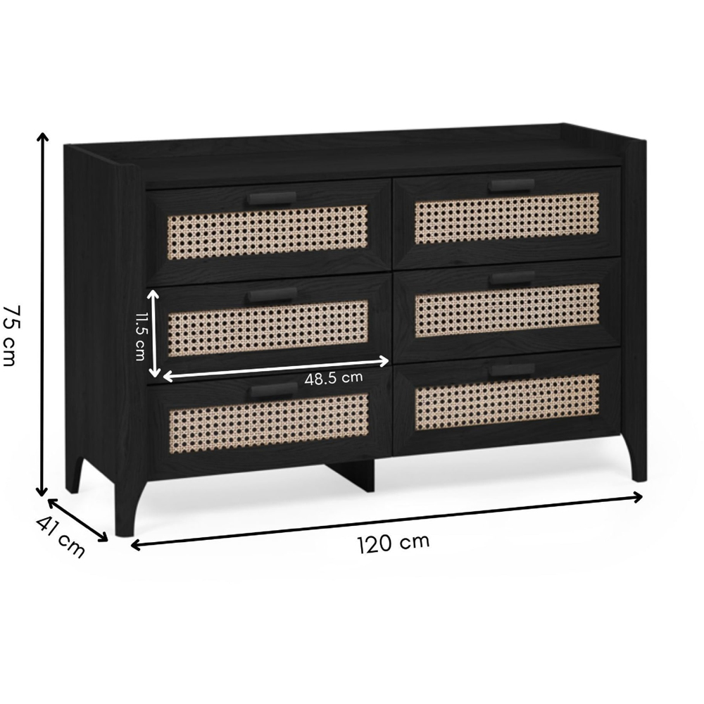 Julian Bowen Sydney 6 Drawer Black Ash Wide Chest of Drawers Image 9
