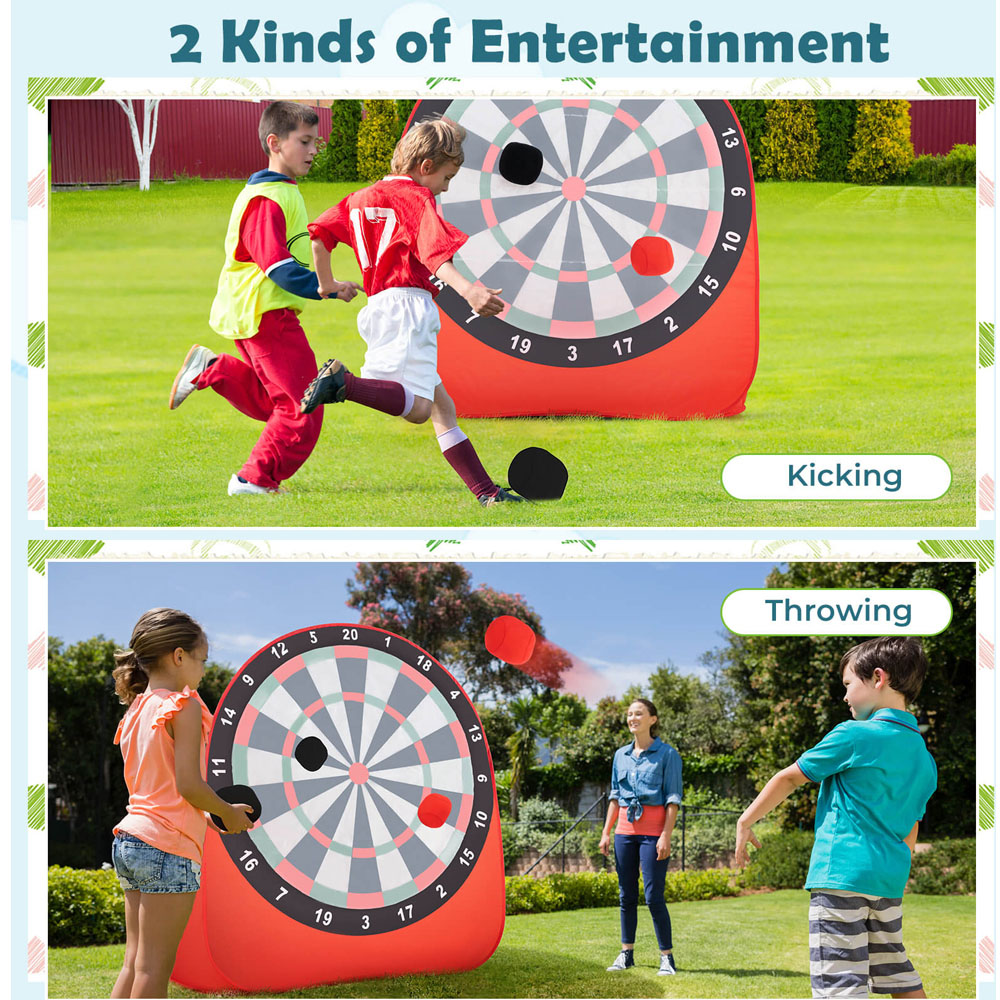 Costway Red Large Dart Board with 4 Kick Balls Image 5