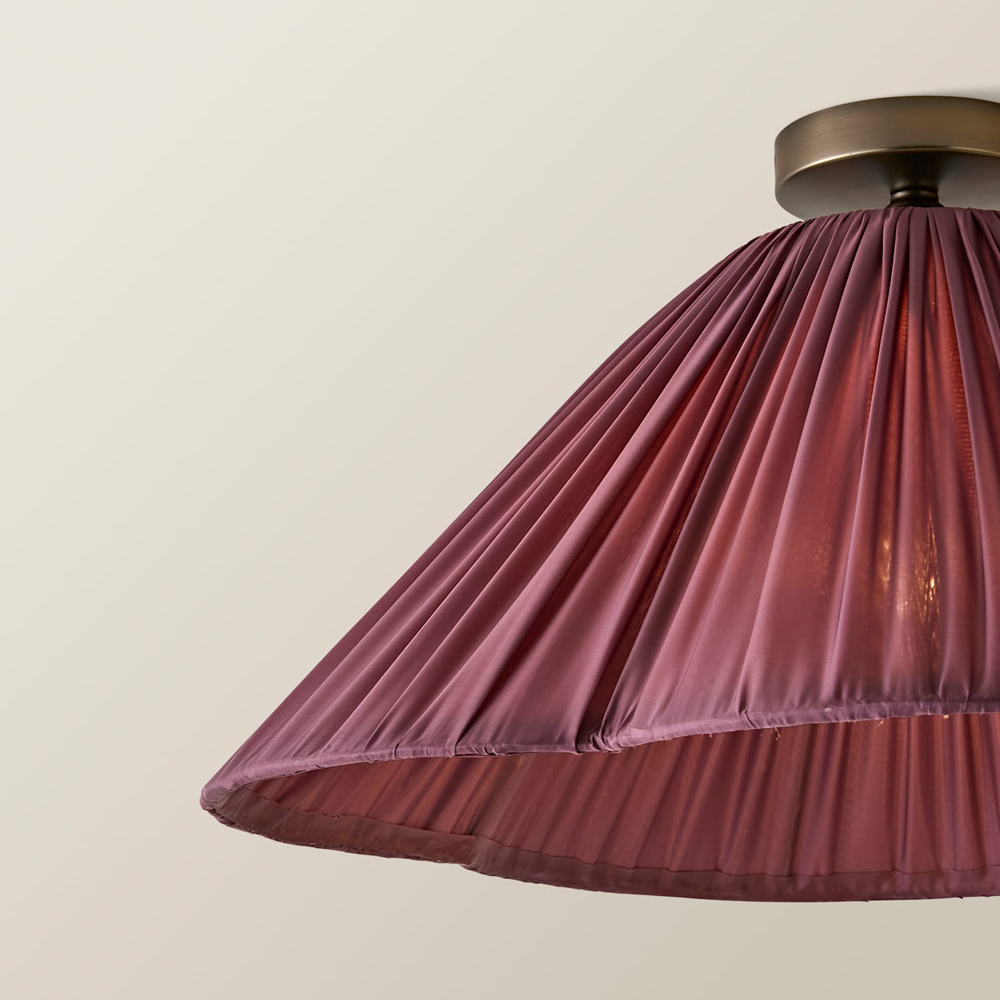 ValueLights Posie Pink Gathered Tapered Shade Flush Ceiling Light with Bulb Image 4