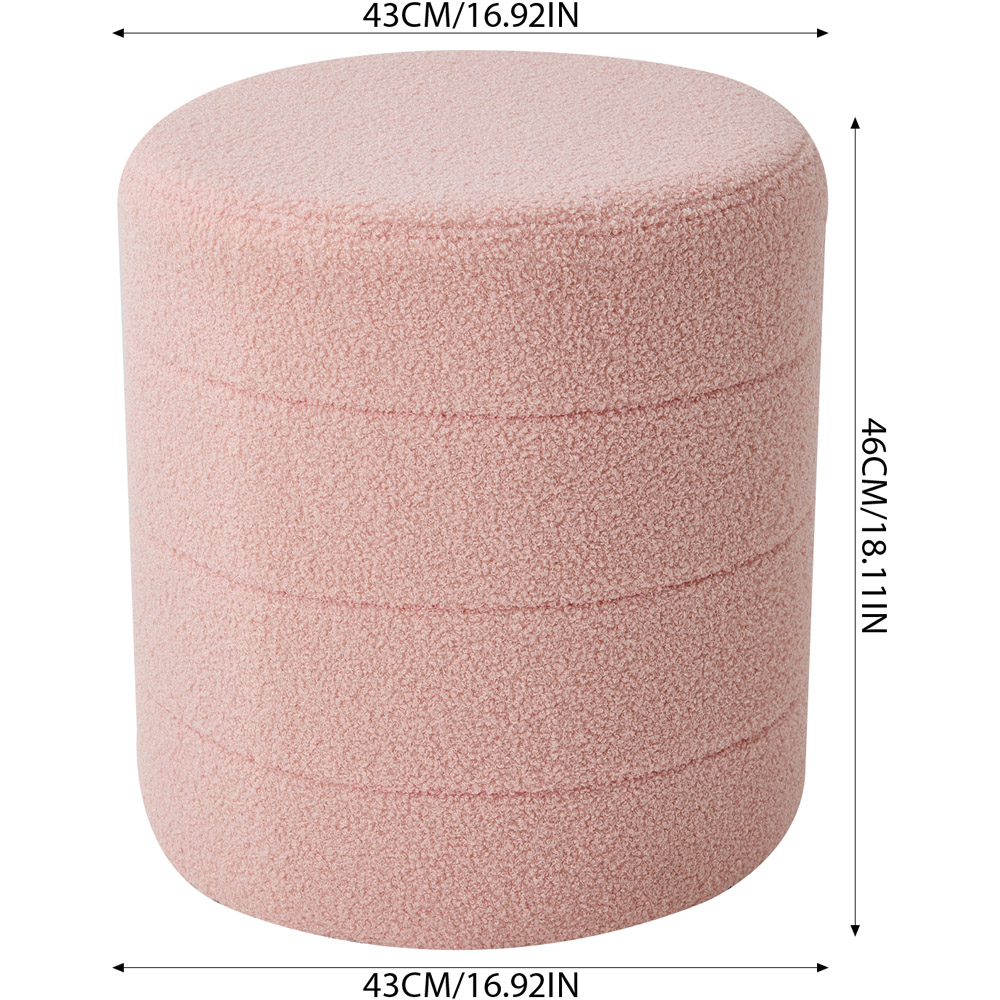 Living and Home Pink Teddy Fleece Tub Design Round Footstool Image 9