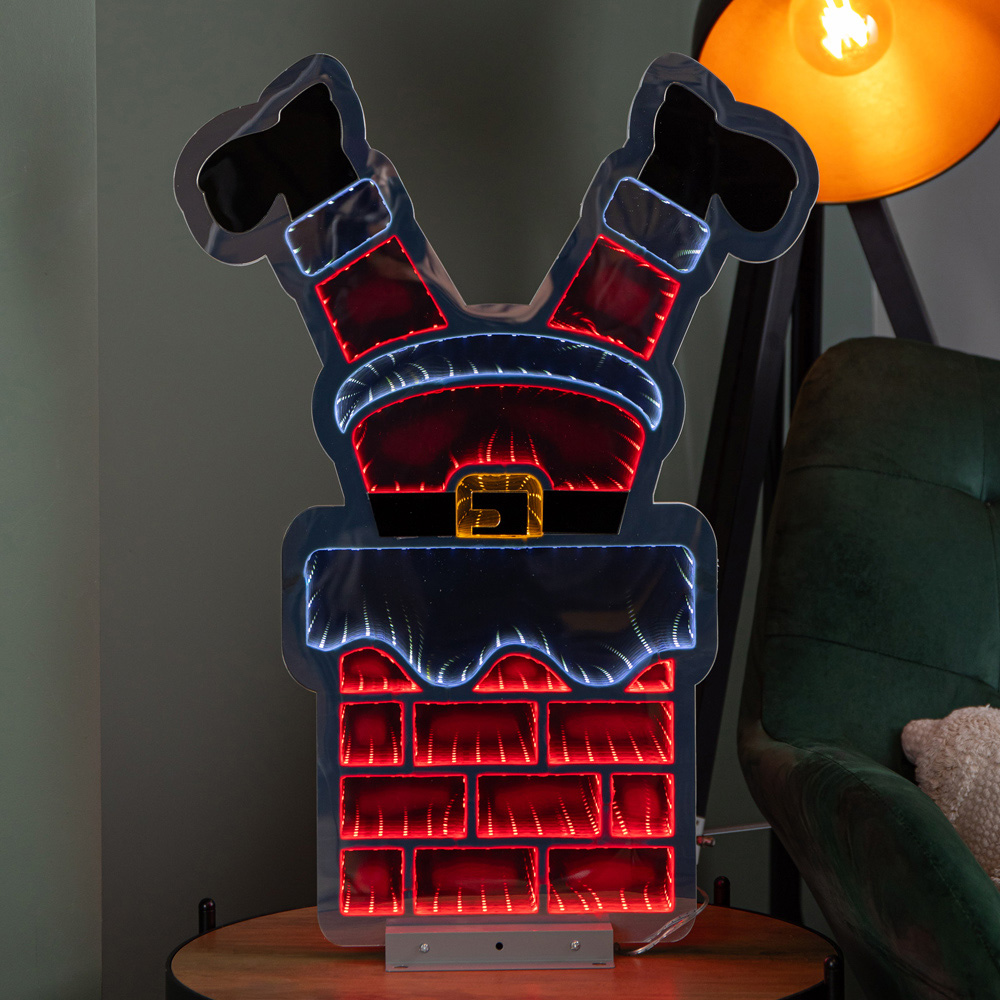 Samuel Alexander Red and White LED Santa's Leg in Chimney Infinity Christmas Decoration 60cm Image 3