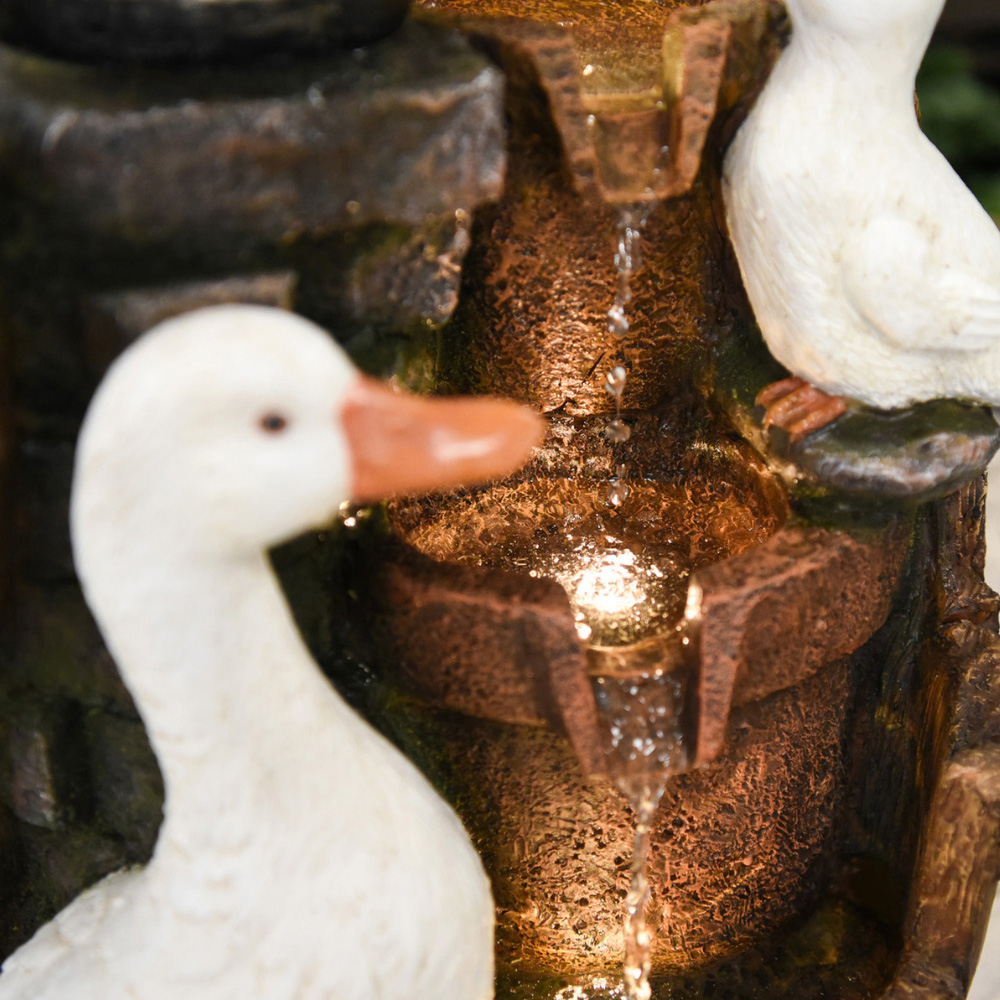 Serenity White Duck Family Water Feature Image 2
