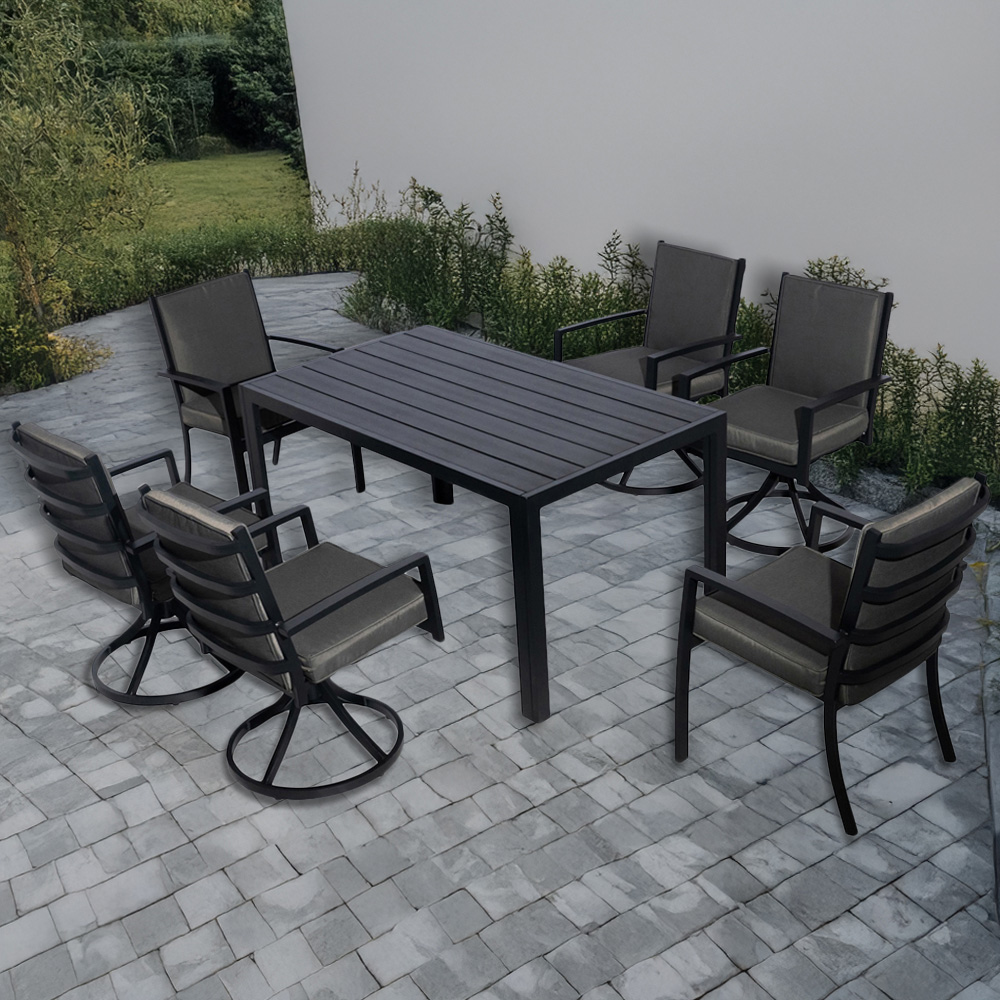 Furniture One 6 Seater Aluminium Garden Dining Set Image 1
