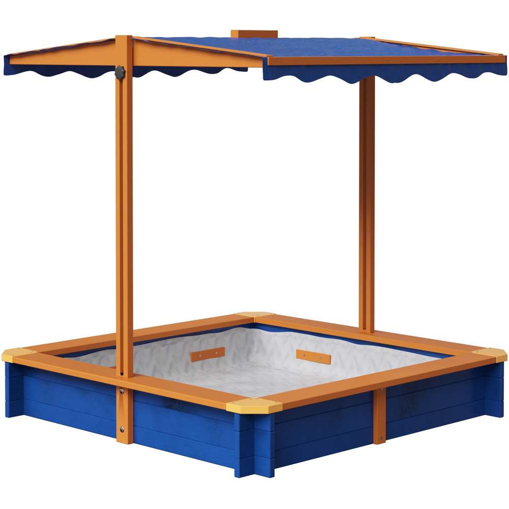 Teamson Kids Blue Wooden Outdoor Summer Sand Box Image 4