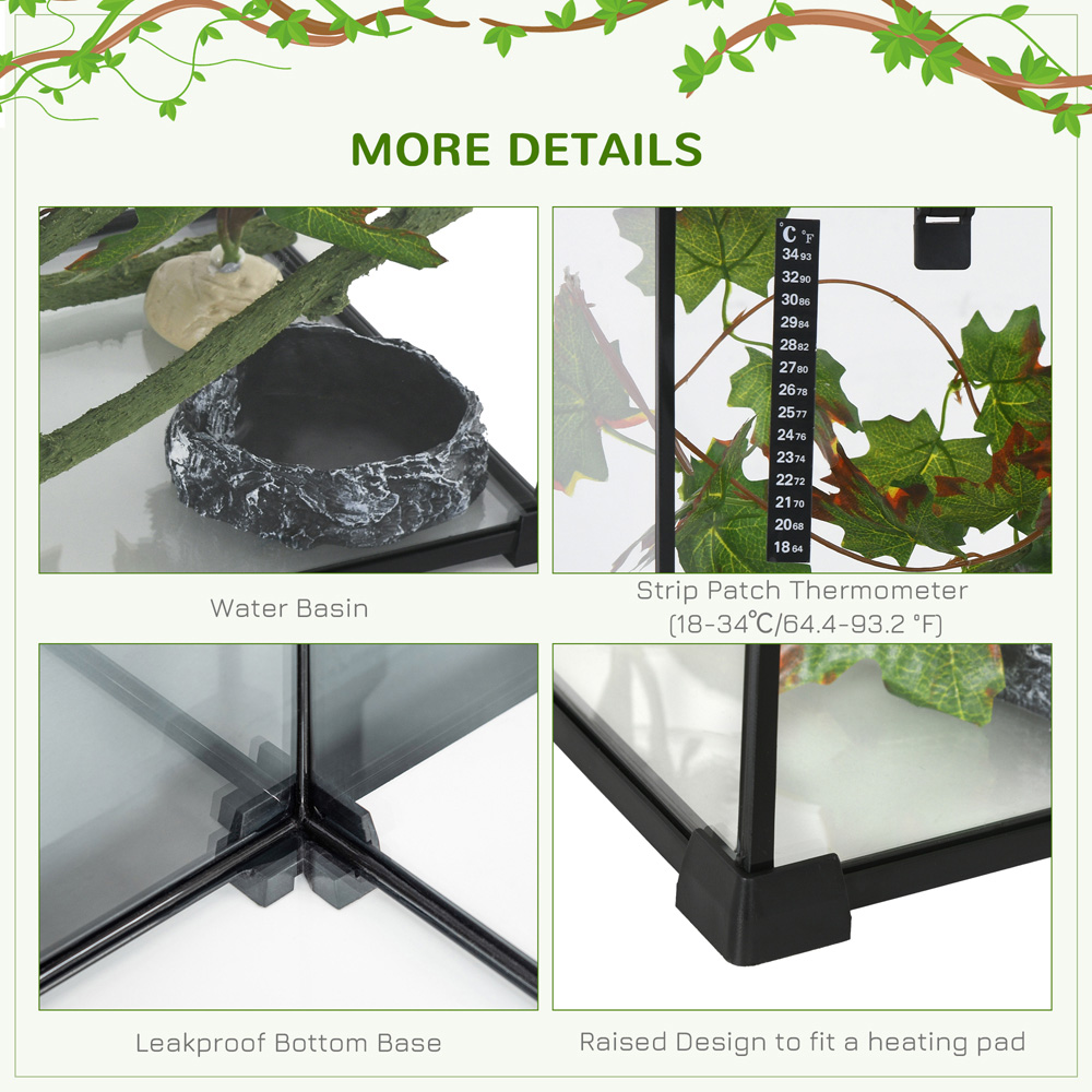 PawHut Black Small Glass Reptile Terrarium Image 6