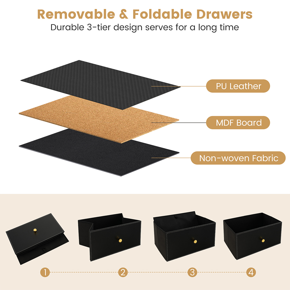 Costway 8 Drawer Black Fabric Dresser Image 4