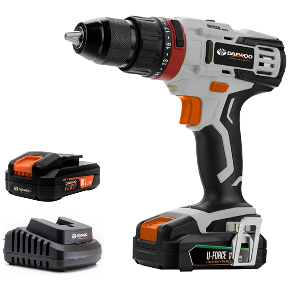 Daewoo U Force 18V 2Ah Lithium-Ion Drill Driver with Battery and Charger Image 1