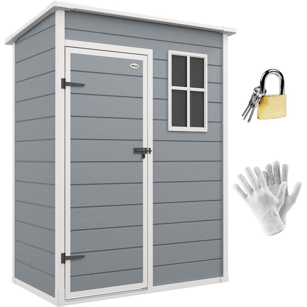 Outsunny 5 x 3ft Single Door Grey Garden Shed Image 4