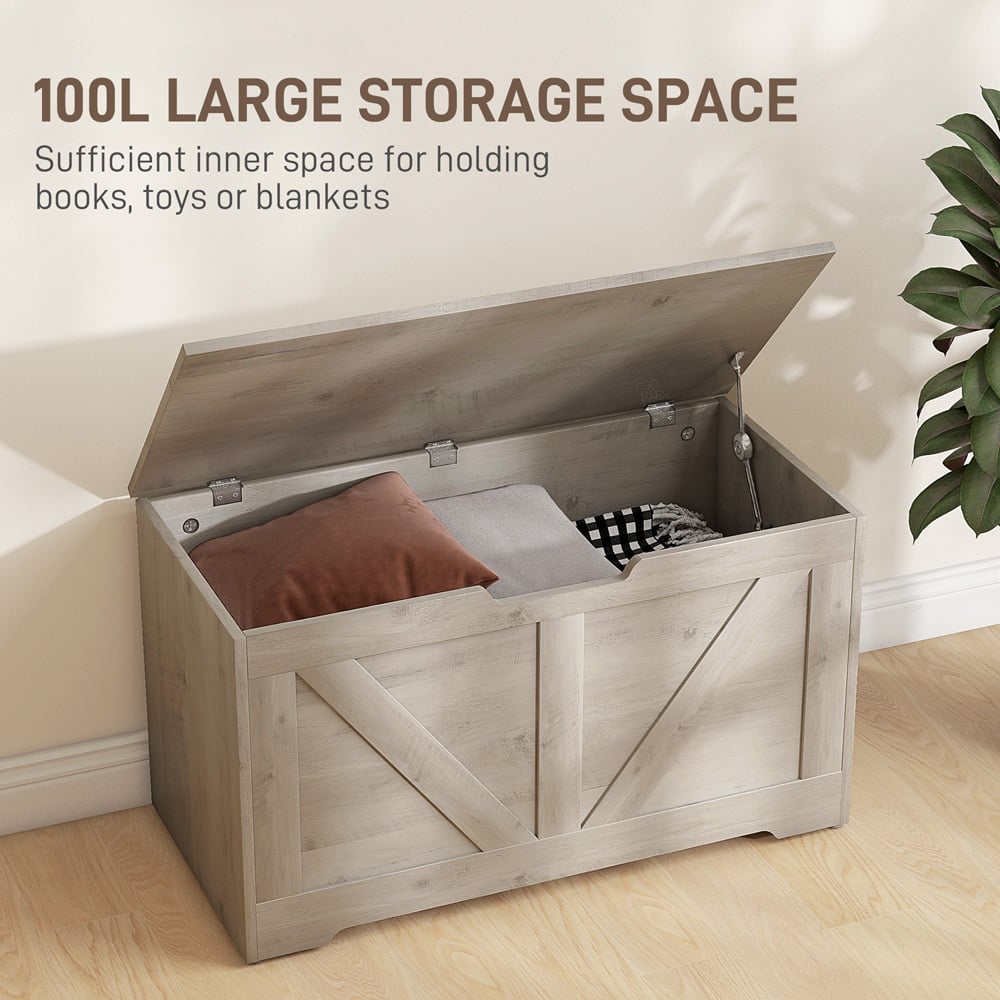 HOMCOM Grey Storage Trunk 80cm Image 8